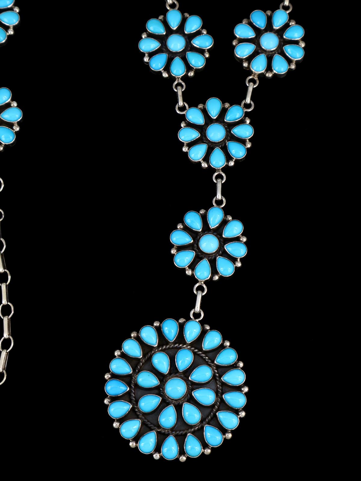 Navajo Jewelry Sterling Silver Sleeping Beauty Turquoise Lariat Necklace - PuebloDirect.com