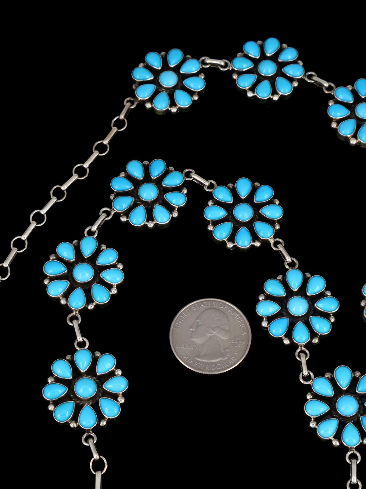 Navajo Jewelry Sterling Silver Sleeping Beauty Turquoise Lariat Necklace - PuebloDirect.com