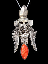 Native American Sterling Silver Spiny Oyster Eagle Pendant - PuebloDirect.com