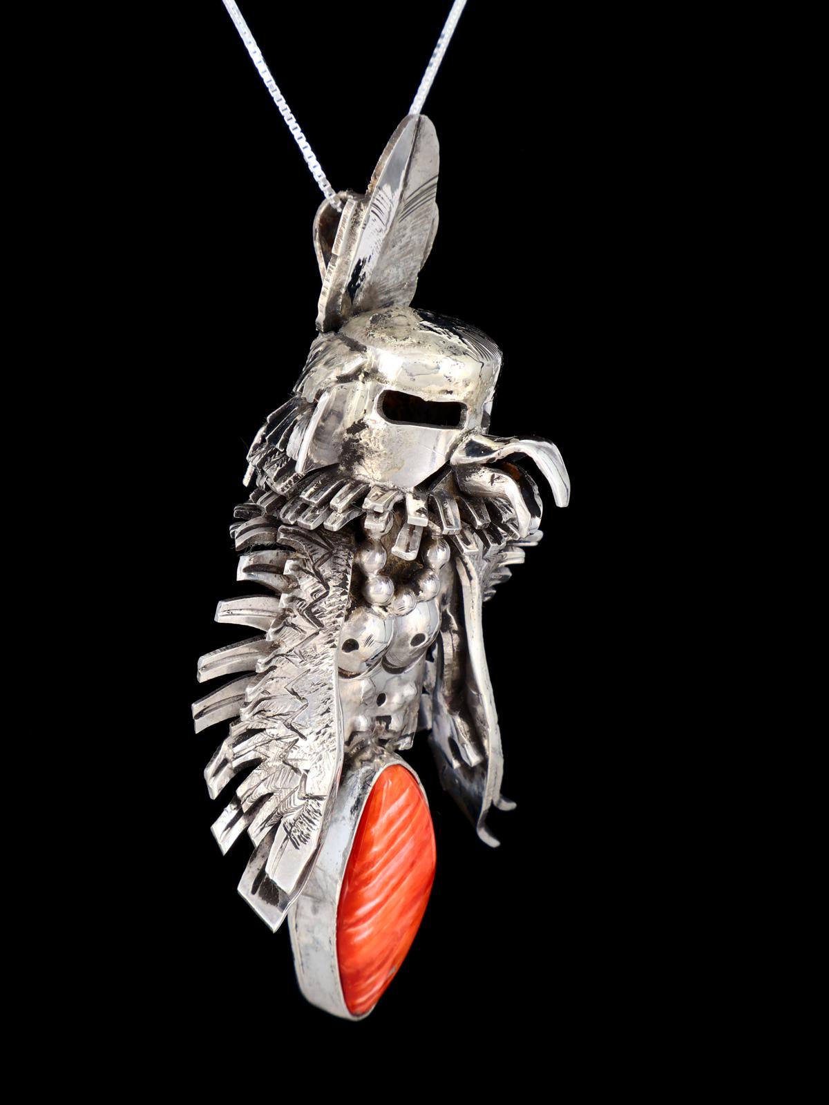 Native American Sterling Silver Spiny Oyster Eagle Pendant - PuebloDirect.com