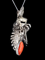 Native American Sterling Silver Spiny Oyster Eagle Pendant - PuebloDirect.com