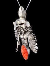 Native American Sterling Silver Spiny Oyster Eagle Pendant - PuebloDirect.com