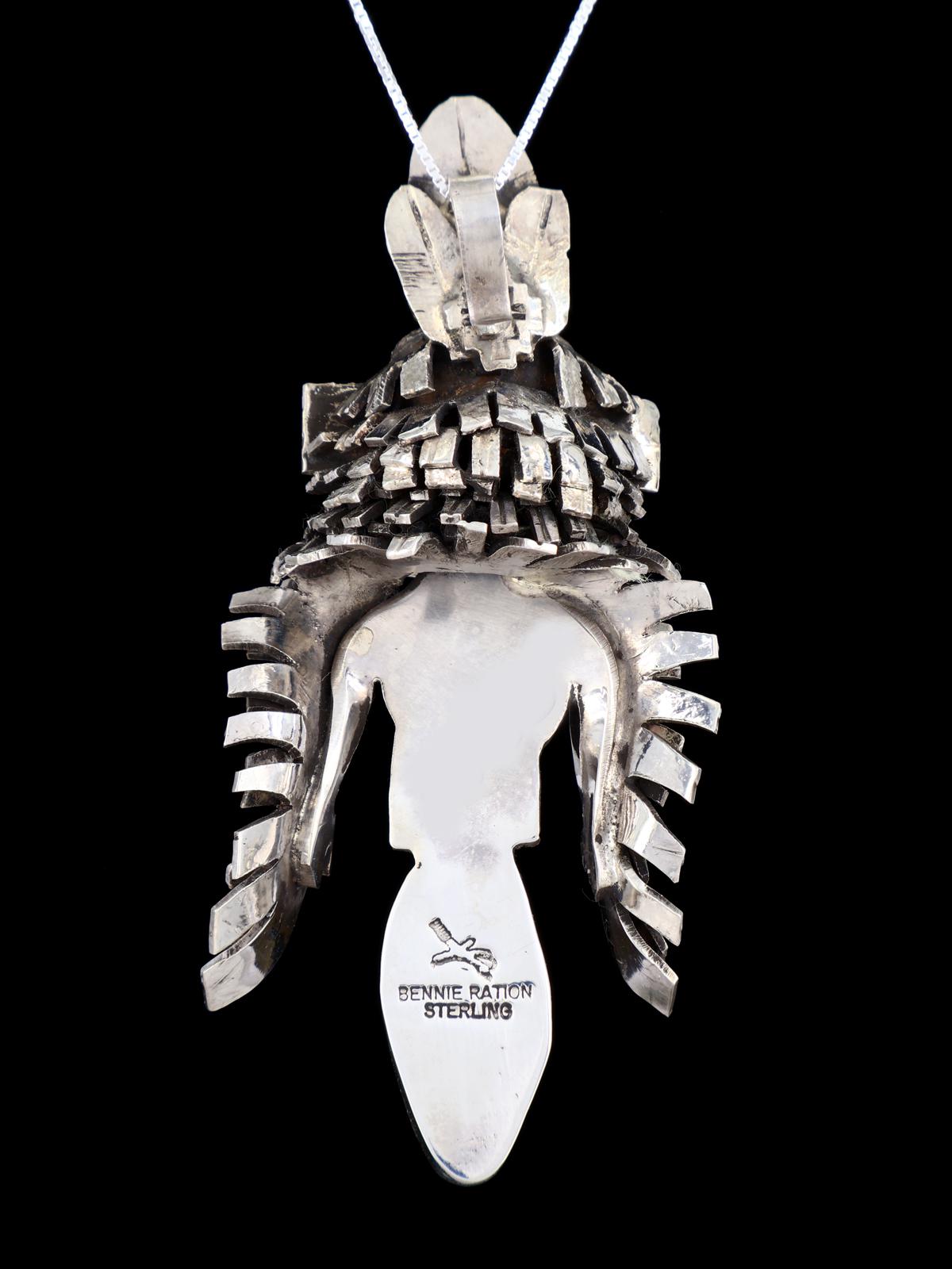 Native American Sterling Silver Spiny Oyster Eagle Pendant - PuebloDirect.com
