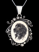 Navajo Sterling Silver Scrimshaw Bone Pendant - PuebloDirect.com