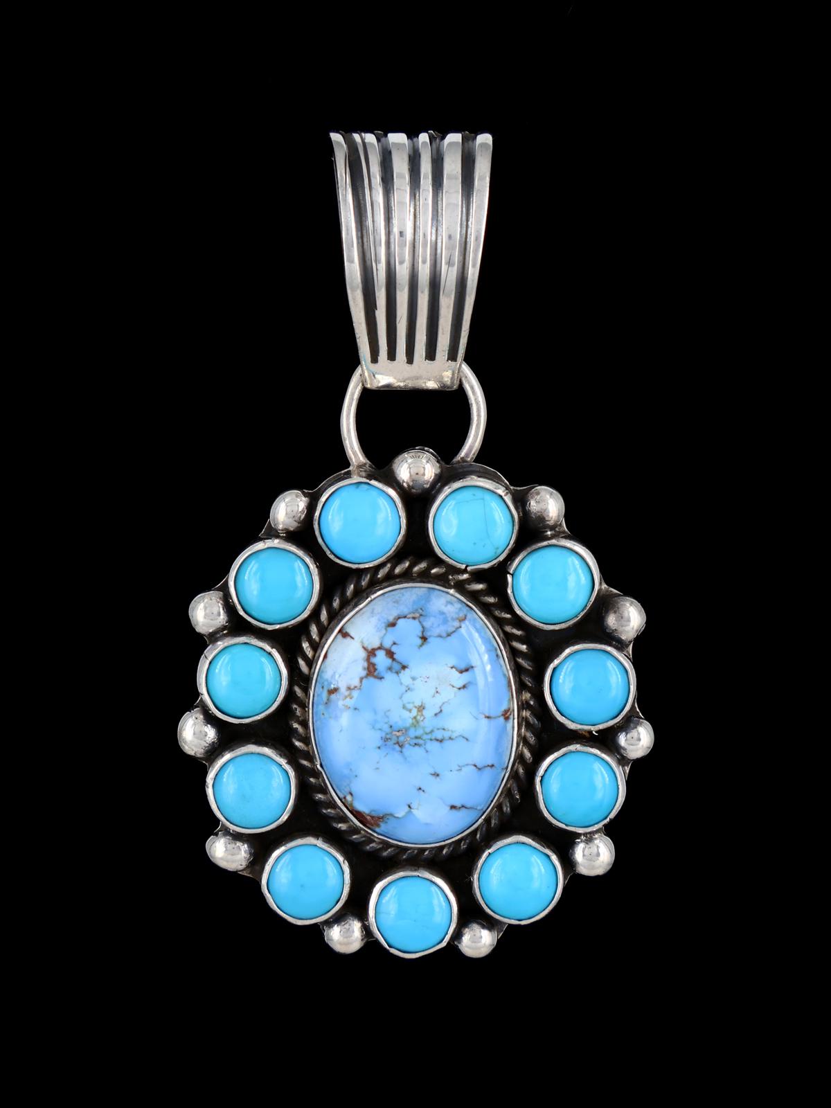 Colgante de racimo de piedras múltiples de plata de ley de nativos americanos