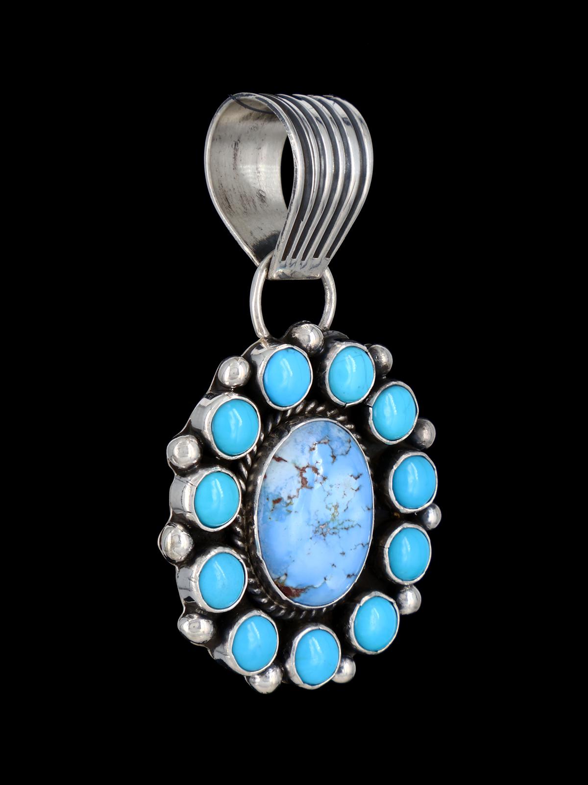 Colgante de racimo de piedras múltiples de plata de ley de nativos americanos