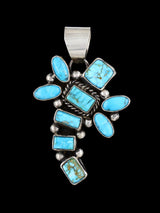 Navajo Kingman Turquoise Sterling Silver Dragonfly Pendant