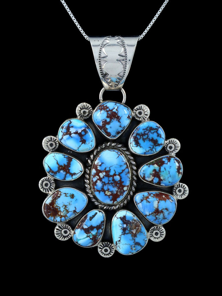Native American Jewelry Natural Golden Hill Turquoise Cluster Pendant - PuebloDirect.com