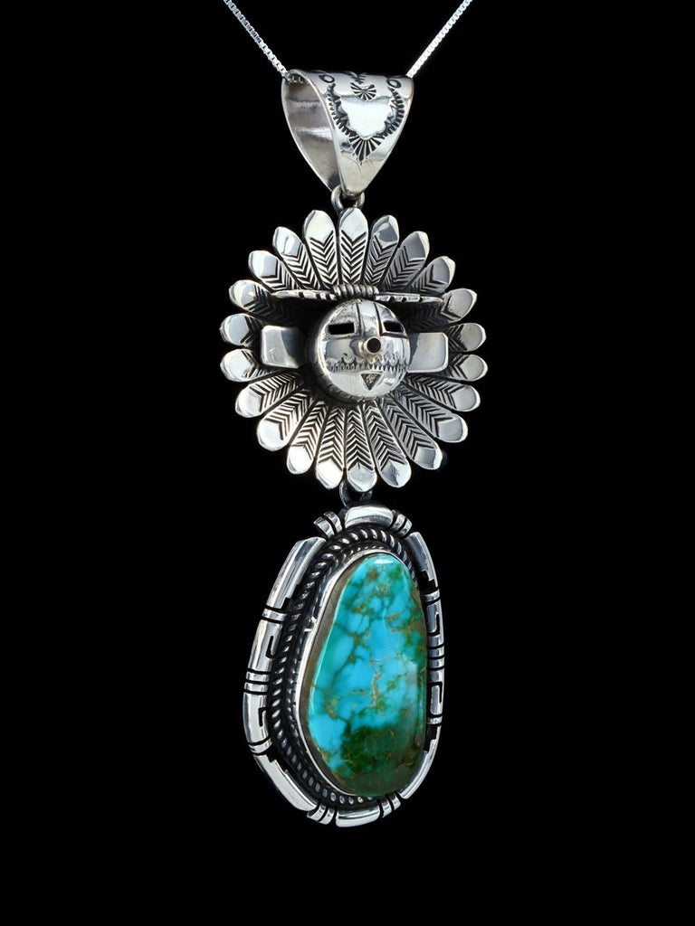 Native American Sterling Silver Royston Turquoise Kachina Pendant - PuebloDirect.com