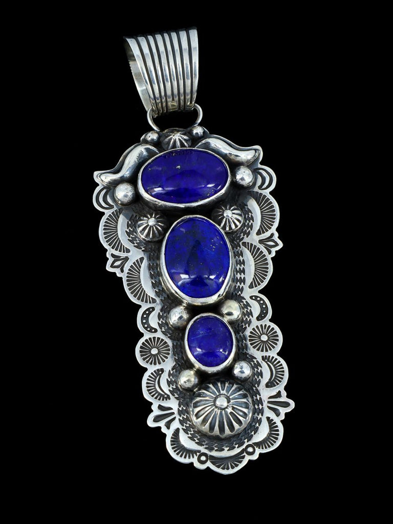 Native American Blue Lapis Sterling Silver Pendant - PuebloDirect.com