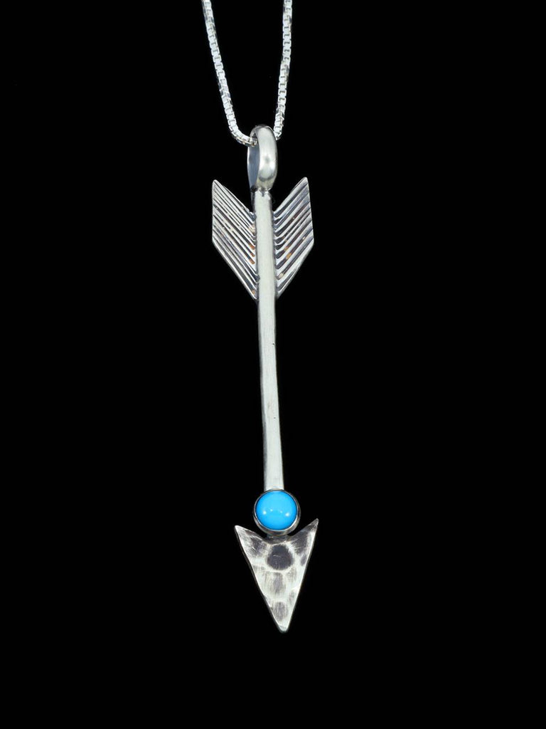 Turquoise Navajo Arrow Sterling Silver Pendant - PuebloDirect.com