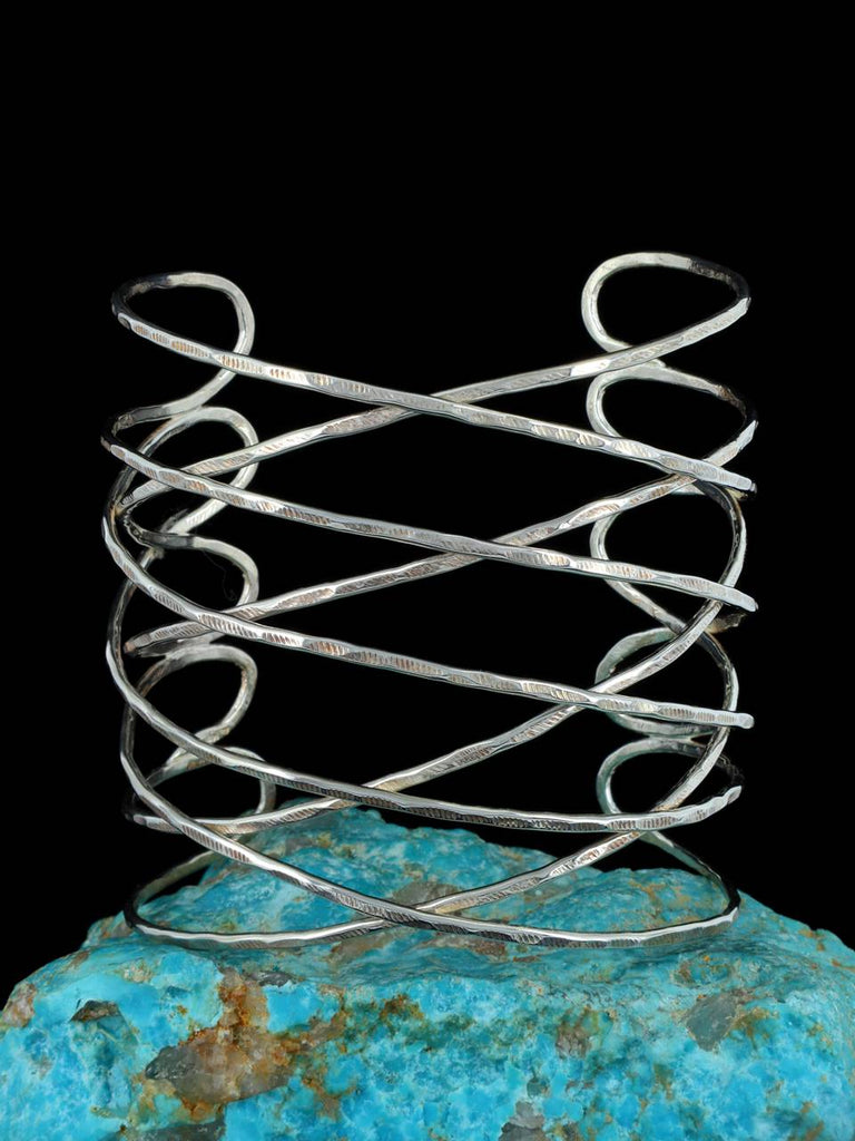 Native American Jewelry Sculpted Sterling Silver Cuff Bracelet - PuebloDirect.com