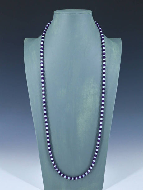 Navajo Single Strand Amethyst and Blue Lace Agate Necklace - PuebloDirect.com