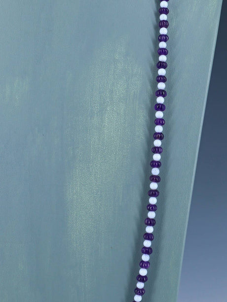 Navajo Single Strand Amethyst and Blue Lace Agate Necklace - PuebloDirect.com