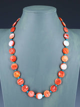 Navajo 22" Single Strand Spiny Oyster Disc Necklace - PuebloDirect.com