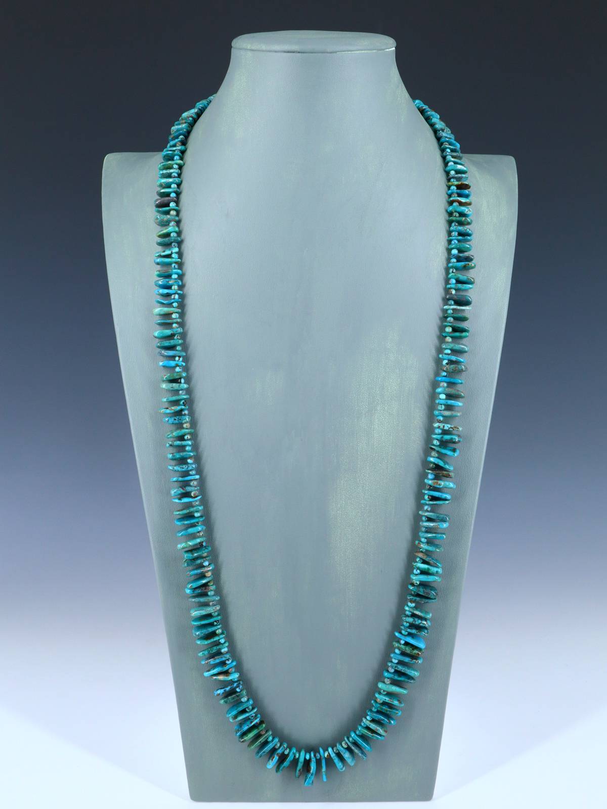 Native American 34" Turquoise Tear Drop Necklace - PuebloDirect.com