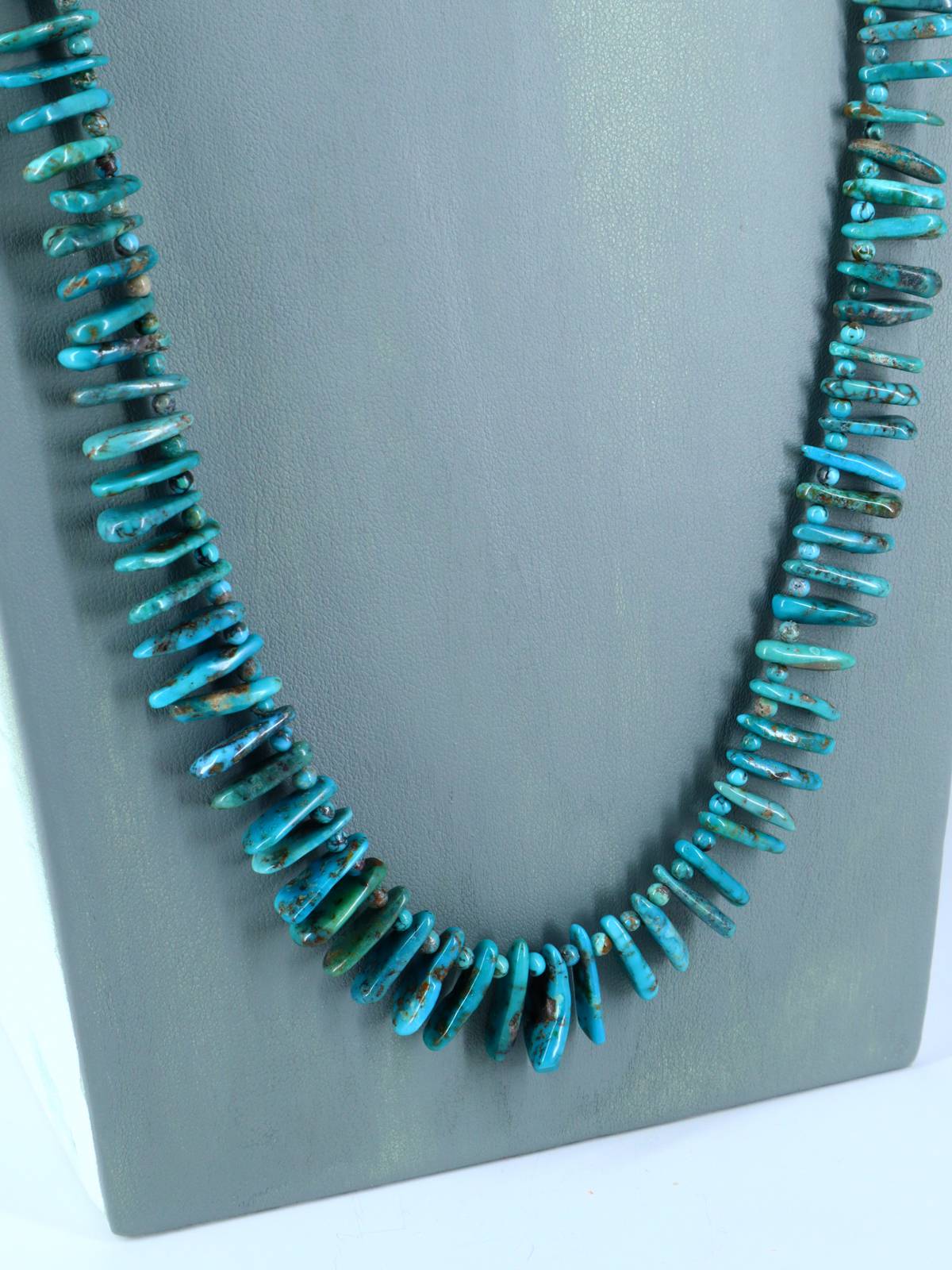 Native American 34" Turquoise Tear Drop Necklace - PuebloDirect.com