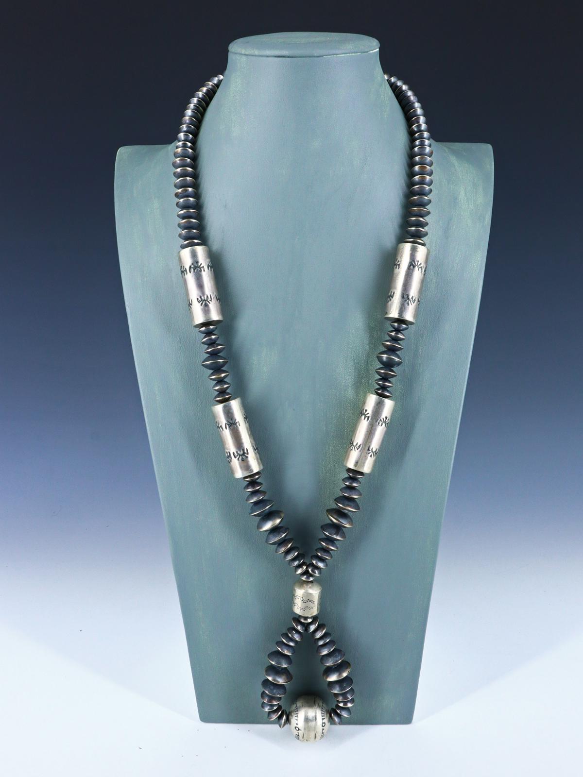 Navajo Sterling Silver Navajo Beaded Jocla Necklace