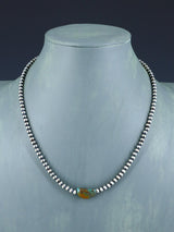 18" Native American Turquoise and Silver Bead Necklace