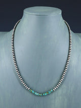 20" Native American Turquoise and Silver Bead Necklace