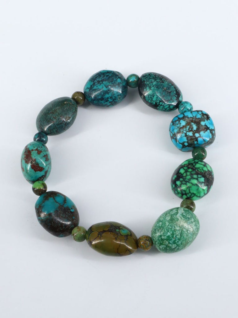 Native American Jewelry Tibetan Turquoise Stretch Bracelet - PuebloDirect.com
