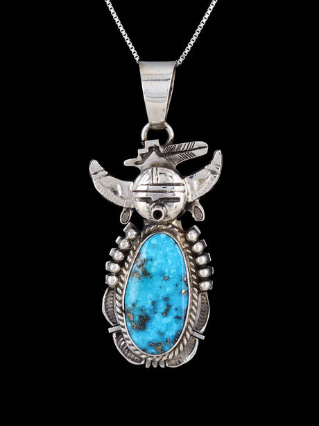Native American Sterling Silver Turquoise Kachina Pendant - PuebloDirect.com