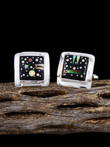 Night Sky Inlay Sterling Silver Cuff Links