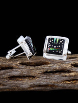 Night Sky Inlay Sterling Silver Cuff Links