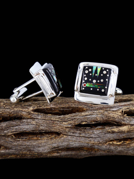 Night Sky Inlay Sterling Silver Cuff Links