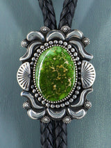 Native American Sterling Silver Sonoran Gold Turquoise Bolo Tie