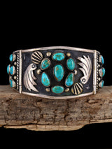Vintage Estate Navajo Sterling Silver Blue Gem Turquoise Bracelet - PuebloDirect.com