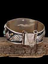 Vintage Estate Navajo Sterling Silver Blue Gem Turquoise Bracelet - PuebloDirect.com
