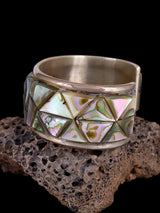 Estate Navajo Sterling Silver Abalone Inlay Cuff Bracelet - PuebloDirect.com