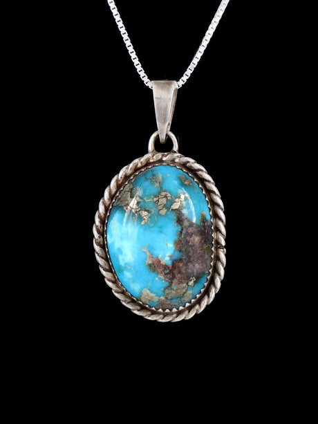 Estate Native American Sterling Silver Turquoise Pendant - PuebloDirect.com