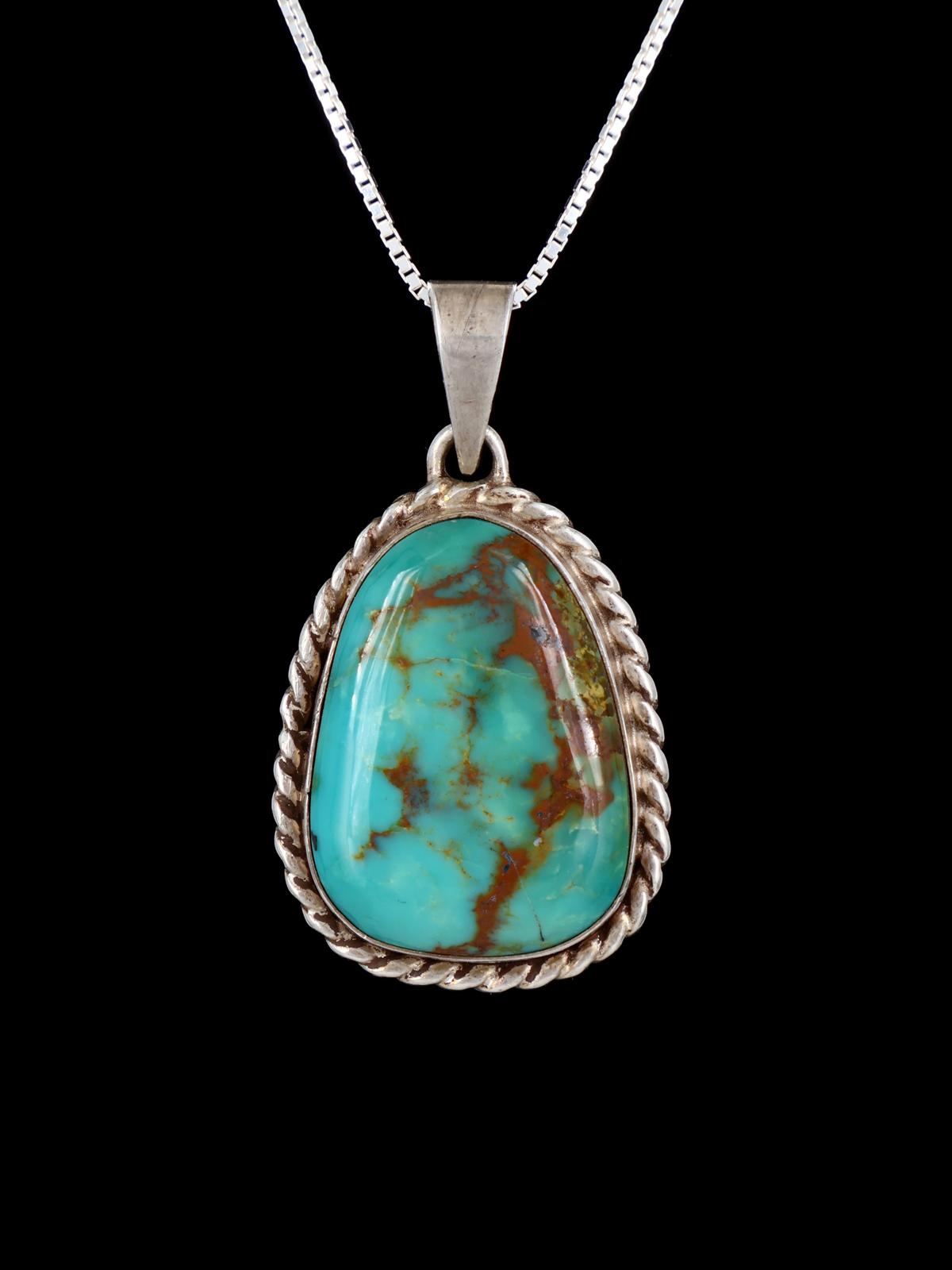 Estate Native American Sterling Silver Turquoise Pendant - PuebloDirect.com