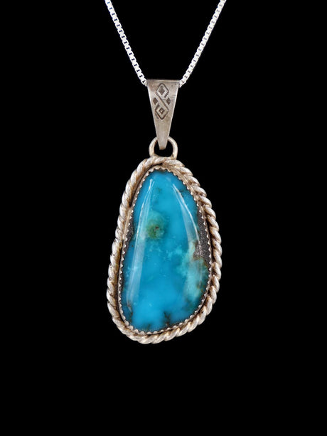 Estate Native American Sterling Silver Turquoise Pendant - PuebloDirect.com