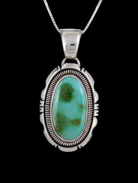 Native American Natural Royston Turquoise Sterling Silver Pendant - PuebloDirect.com