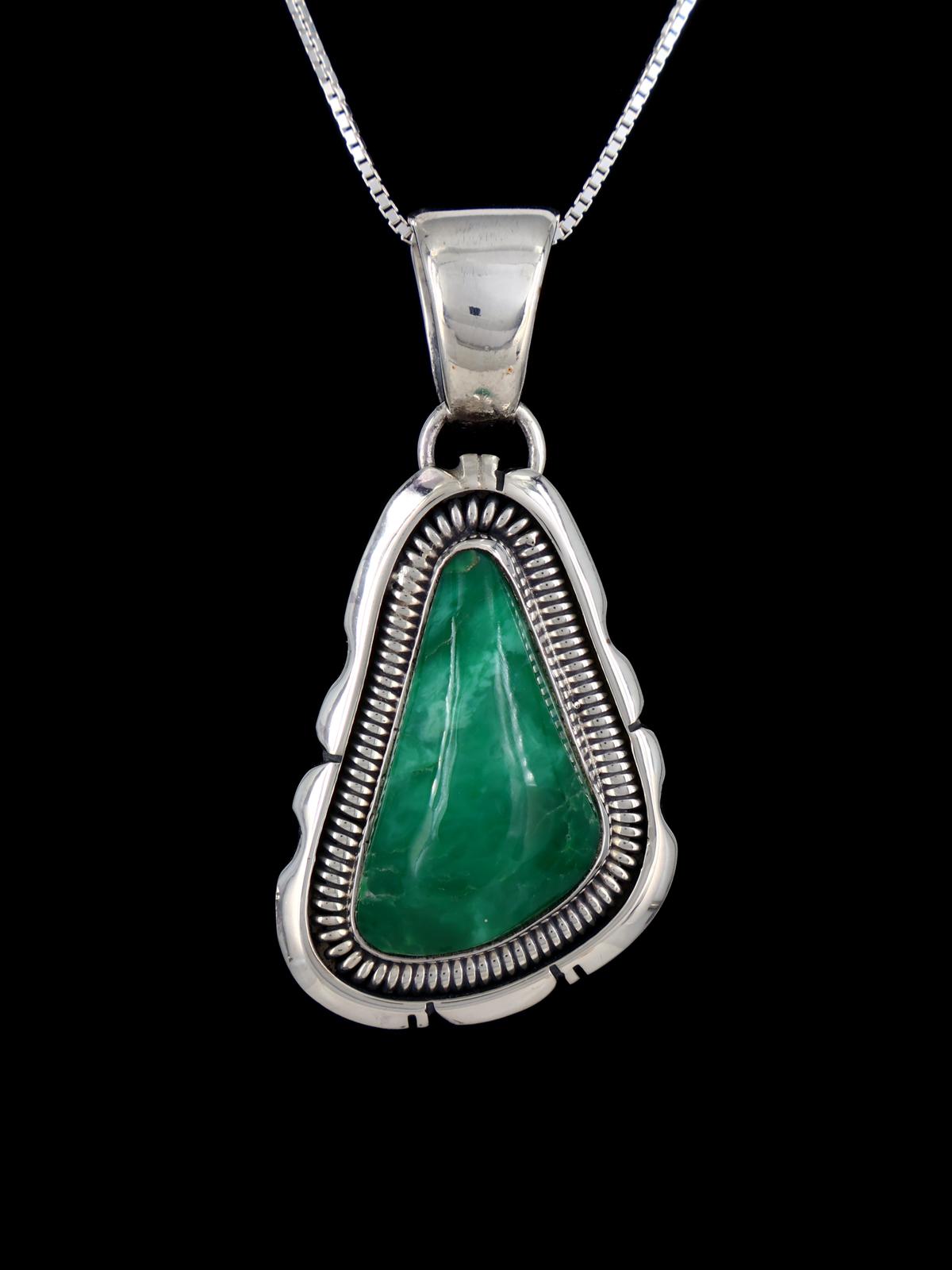 Native American Broken Arrow Variscite Sterling Silver Pendant - PuebloDirect.com