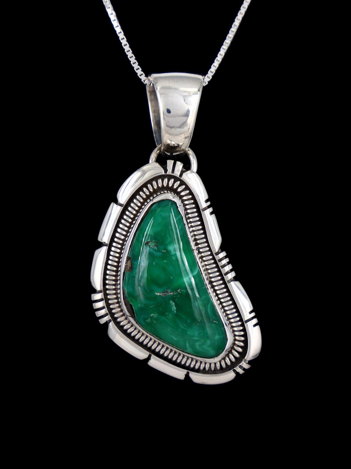 Native American Broken Arrow Variscite Sterling Silver Pendant - PuebloDirect.com