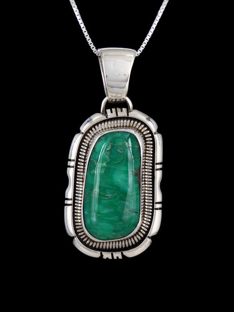 Native American Broken Arrow Variscite Sterling Silver Pendant - PuebloDirect.com