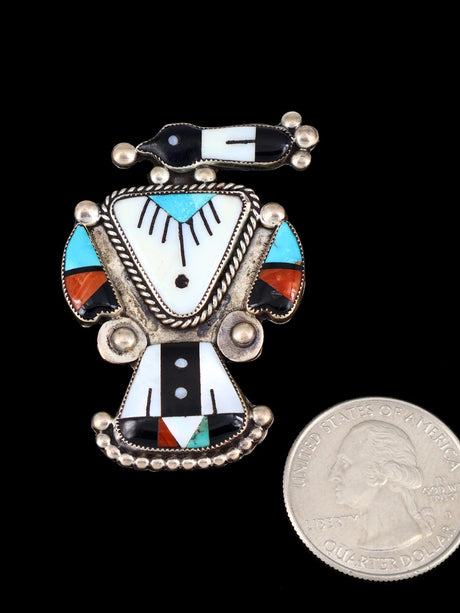 Vintage Old Zuni Inlay Magpie Pin Brooch
