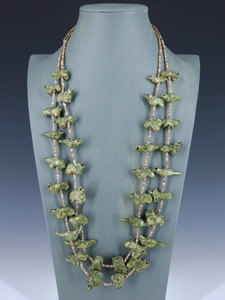 Vintage Zuni Pueblo Double Strand Serpentine Fetish Necklace - PuebloDirect.com