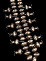 Old Native American Turquoise Sterling Silver Squash Blossom Necklace - PuebloDirect.com