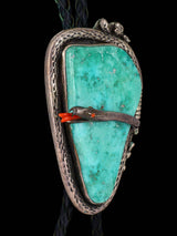 Old Vintage Navajo Jewelry Sterling Silver Turquoise Snake Bolo Tie - PuebloDirect.com