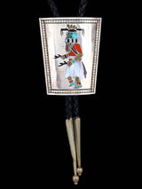 Old Zuni Inlay Jewelry Sterling Silver Kachina Bolo Tie - PuebloDirect.com