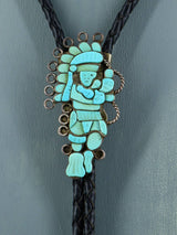 Old Vintage Zuni Jewelry Sterling Silver Inlay Hoop Dancer Bolo Tie