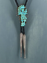 Old Vintage Zuni Jewelry Sterling Silver Inlay Hoop Dancer Bolo Tie