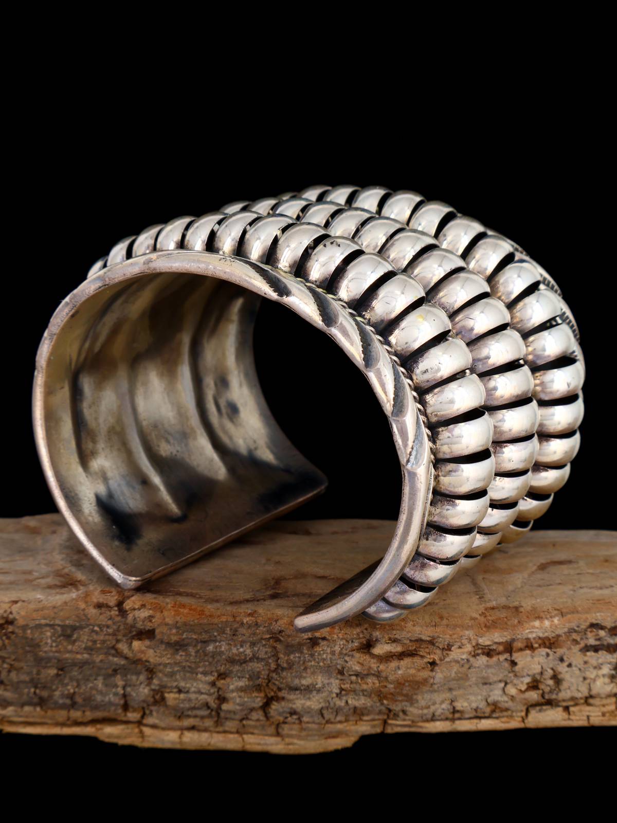 Vintage Estate Native American Heavy Sterling Silver Cuff Bracelet - PuebloDirect.com