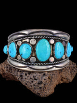 Estate Native American Morenci Turquoise Sterling Silver Bracelet - PuebloDirect.com