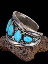 Estate Native American Morenci Turquoise Sterling Silver Bracelet - PuebloDirect.com